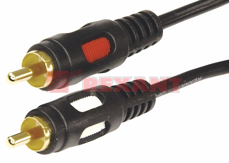 Шнур 2 RCA - 2 RCA, 3м, черный (GOLD) REXANT Шнур 2 RCA - 2 RCA, 3м, черный (GOLD) REXANT